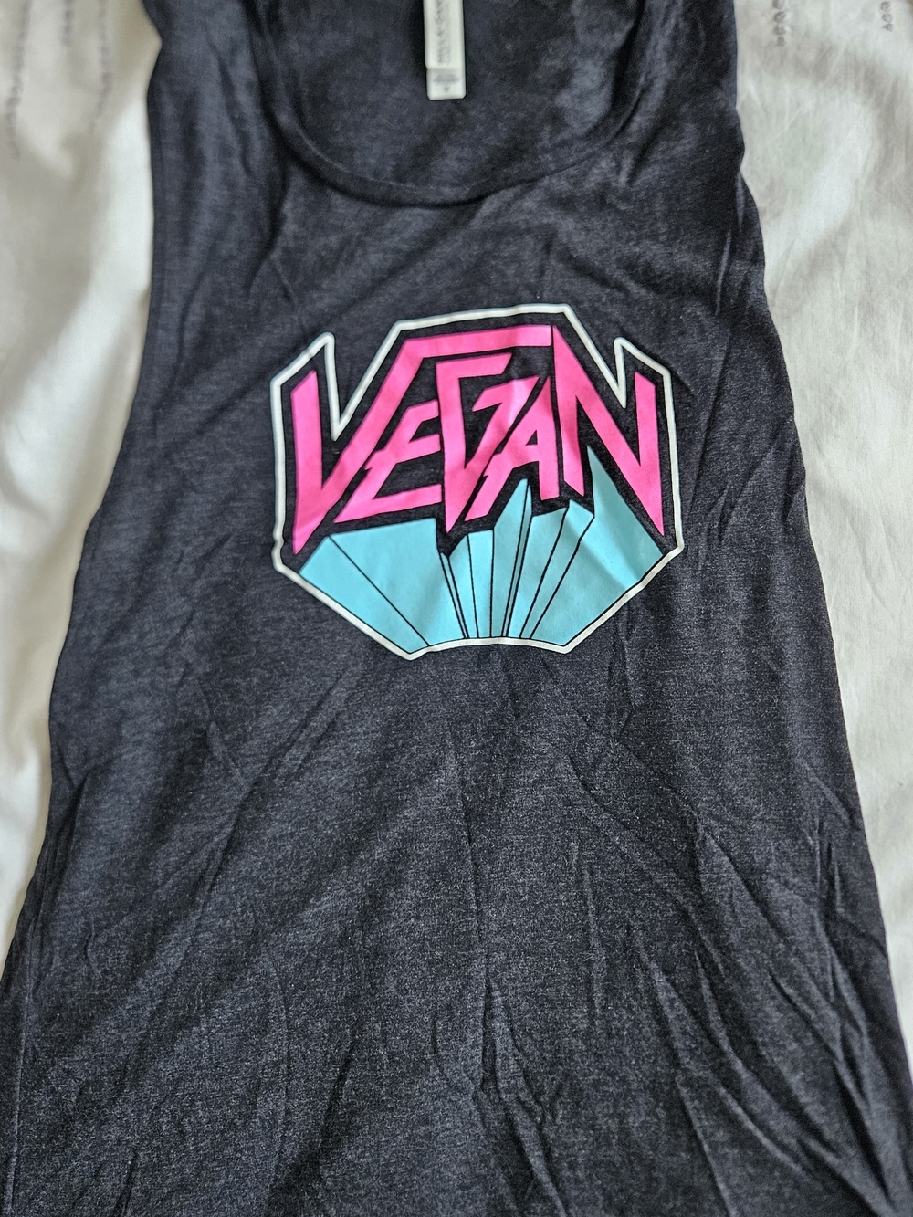 Women’s Black Tank Top with Pink & Teal Graphic